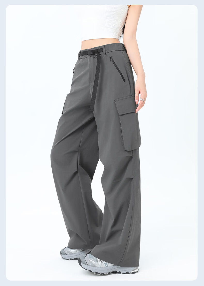 Langsha Women's Outdoor Quick-Dry Work Pants 2026 Summer Straight Loose Wide-Leg Sun-Protective Water-Repellent Casual Military Hiking Pants 25