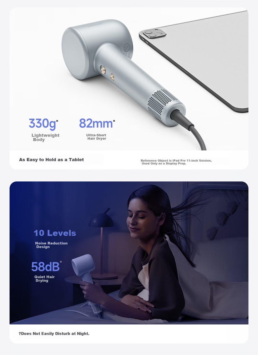 Dreame G10 High-Speed Home Hair Dryer High Power Quick-Dry Ionic Large Airflow Low Noise Bladeless Hair Dryer Matte Gray AHD11B 7