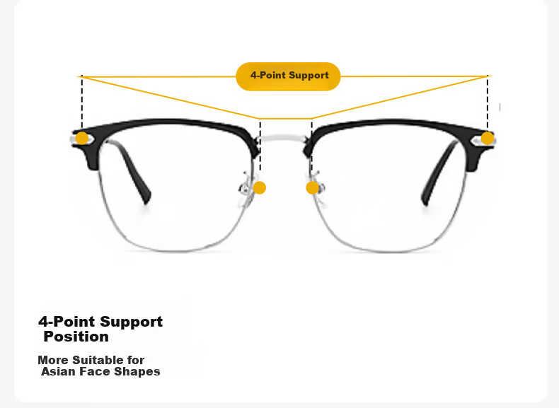 40,000km Ultra-Light Titanium Semi-Rimmed Prescription Glasses Frame for Men, Compatible with Prescription Lenses, Professional Online Customization, Blue Light Blocking Eyewear Frame 11