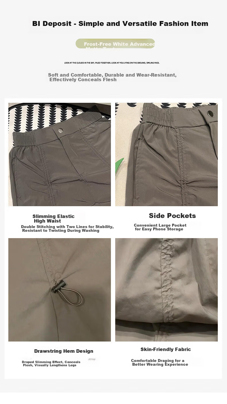 Langsha Gray Workwear Skirt for Women Summer 2026 New High Waist Drawstring A-Line Flared Slim American Casual Half Skirt 5
