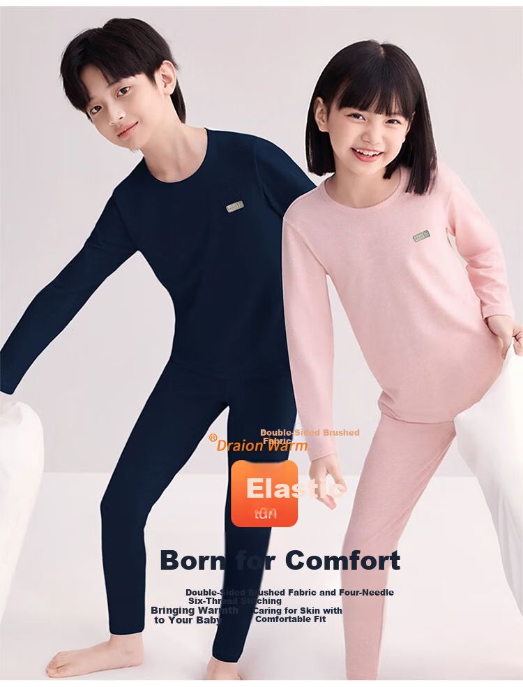 Langsha Children's Thermal Underwear Set Warm Fleece Autumn Shirt and Pants Girls Winter Fleece Boys Spring and Autumn Set 7