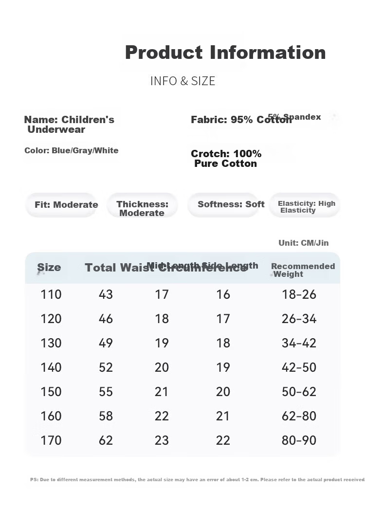 Bingxue Kapok Boys' Underwear A-Class Pure Cotton Boxer Shorts Antibacterial Solid Color for Boys Age 6-12 9