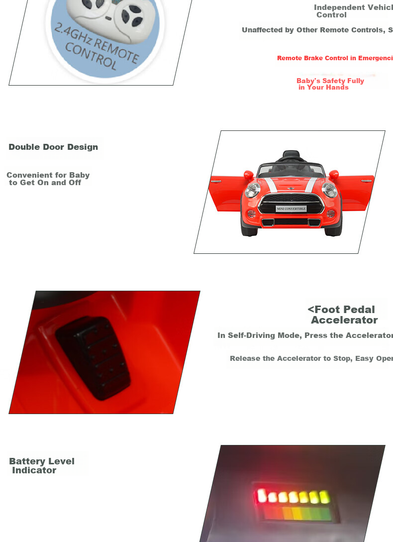 CHILOKBO MINI Kids Electric Ride-On Car Four-Wheel Remote Control Toy Car for Children Baby Push Ride Red Gift 23