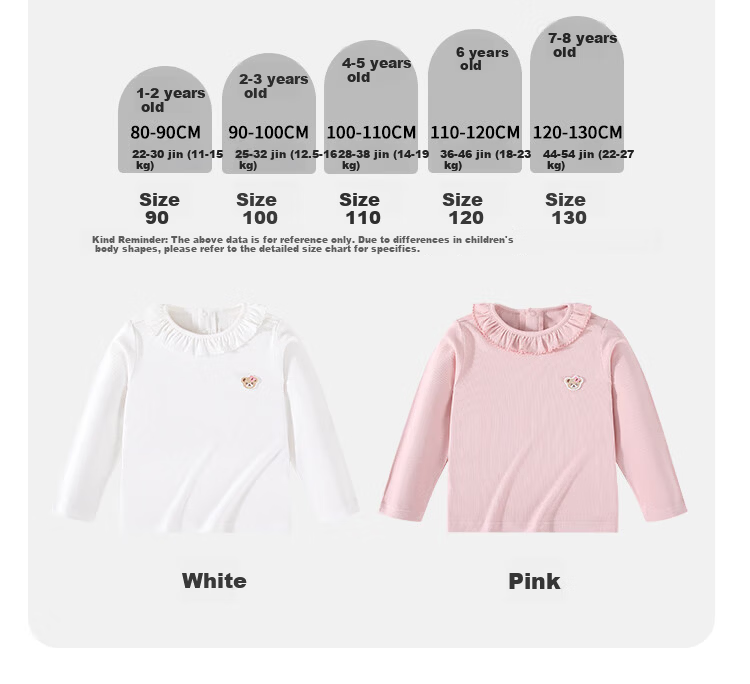 Classic Teddy Girls' Long Sleeve T-Shirt with Lace Collar, White, Size 130 12