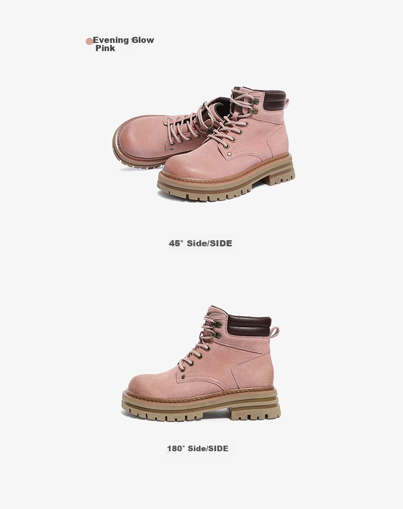 CAMEL Hill Classic Yellow Suede Martin Boots Outdoor Work Boots L23W076065 Pink Size 37 30