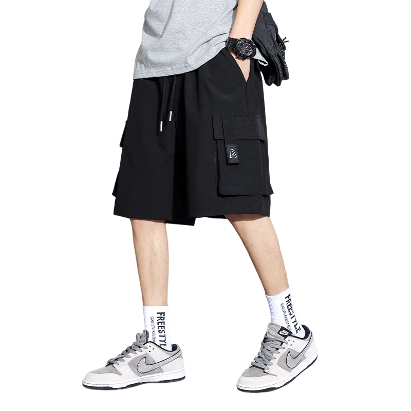 GLM Men's Summer Sports Loose Cargo Shorts with Large Pockets Casual Fashion Versatile Knee-Length Pants
