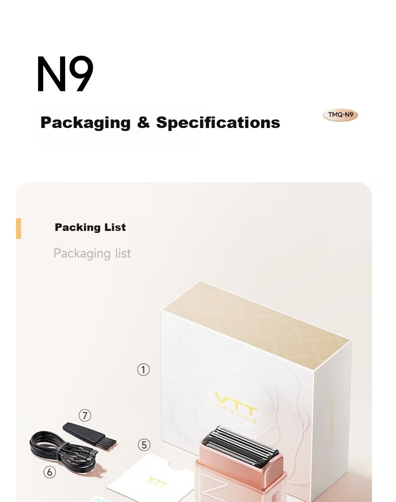 VTT Electric Hair Removal Shaver Reciprocating 3-Head Air9 Clean Shave Smart Mini Portable Epilator for Home Full Body Lips Armpits Legs Private Wet Hair Removal Gift for Men and Women 30