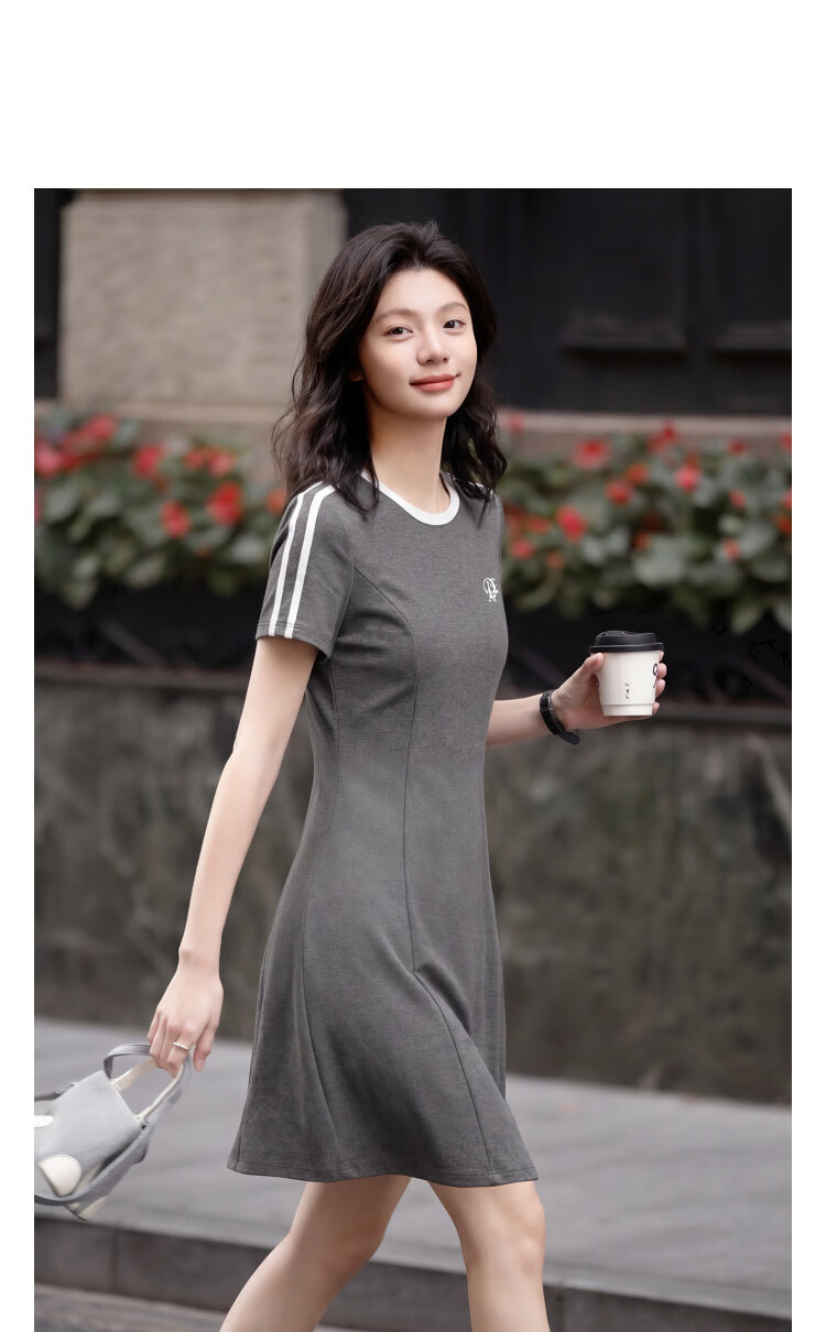 Demana Youth Trend Summer College Style Letter Embroidered Ribbon Decor Waist-Slimming Dress for Women Premium Quality 10
