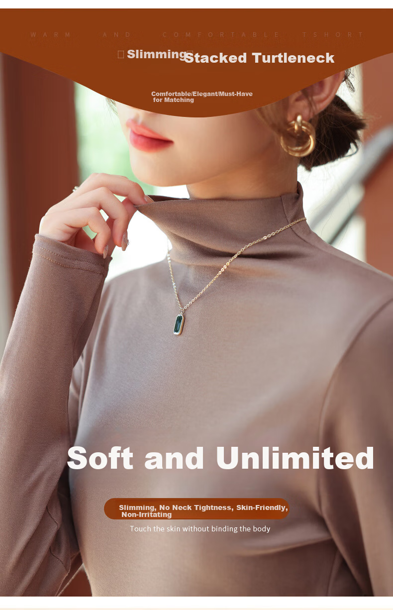 LangSha Modal Base Layer Women's Autumn New Half Turtleneck Top Elastic Slim Fit Long Sleeve T-Shirt 6