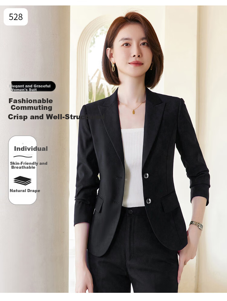 ROMON Women's Blazer Suit Professional Business Workwear Casual Korean Style High-End Jacket 13