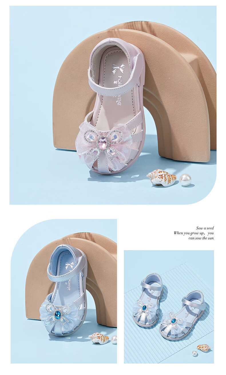 Fulromy Girls Toddler Walking Shoes Summer Sweet Bow Princess Sandals Baby Soft Sole Crystal Shoes Iridescent Pink Size 22 6
