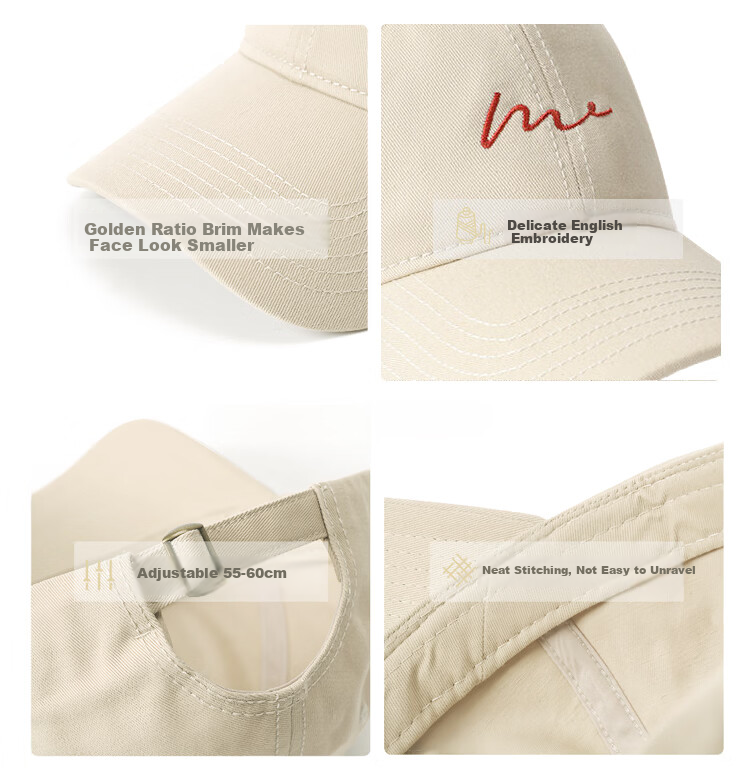 Peak Summer Sports Cap Fashion Simple Curved Brim Large Head Circumference Baseball Cap Sun Protection Embroidered Duckbill Hat 7