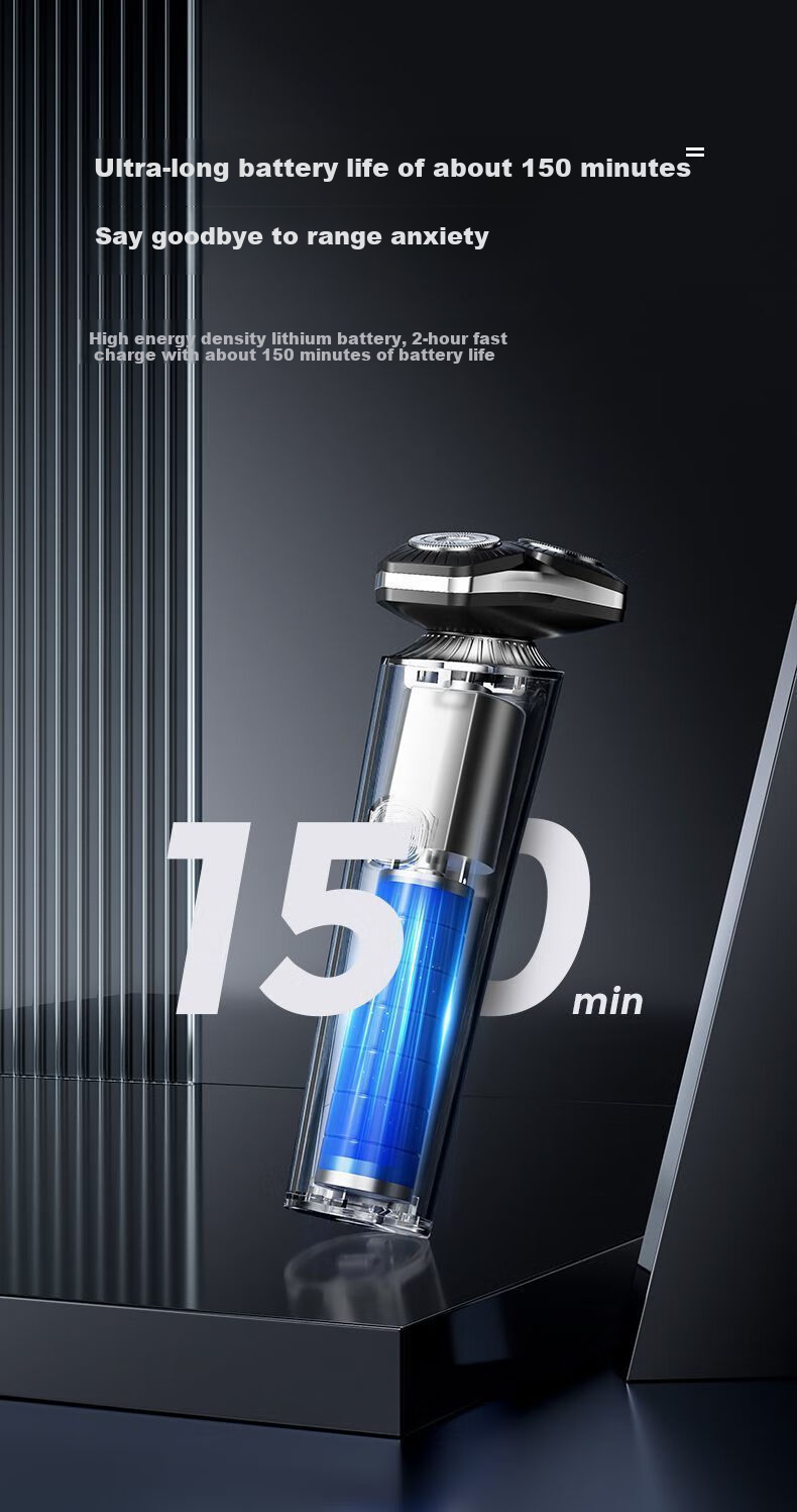 Qiman Electric Shaver for Men Rotary Beard Trimmer Waterproof Rechargeable Portable with 3 Replacement Blades Gift for Father Husband Birthday Valentine's Day 10