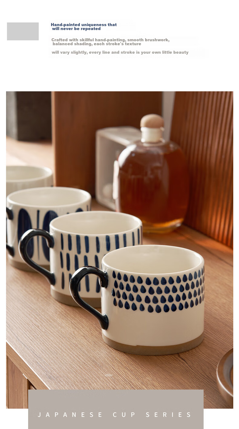 Siyue Ceramic Mug Home Breakfast Cup High-Value Red Striped Coffee Cup 450ml 7