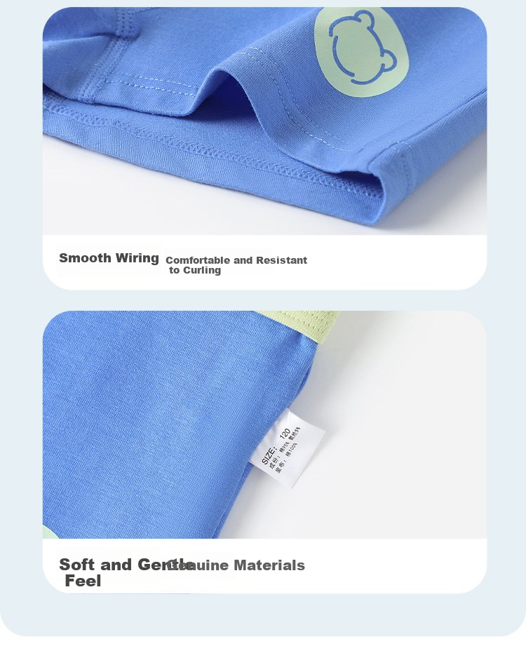 Bingxue Kapok Boys' Underwear A-Class Pure Cotton Boxer Shorts Antibacterial Solid Color for Boys Age 6-12 12
