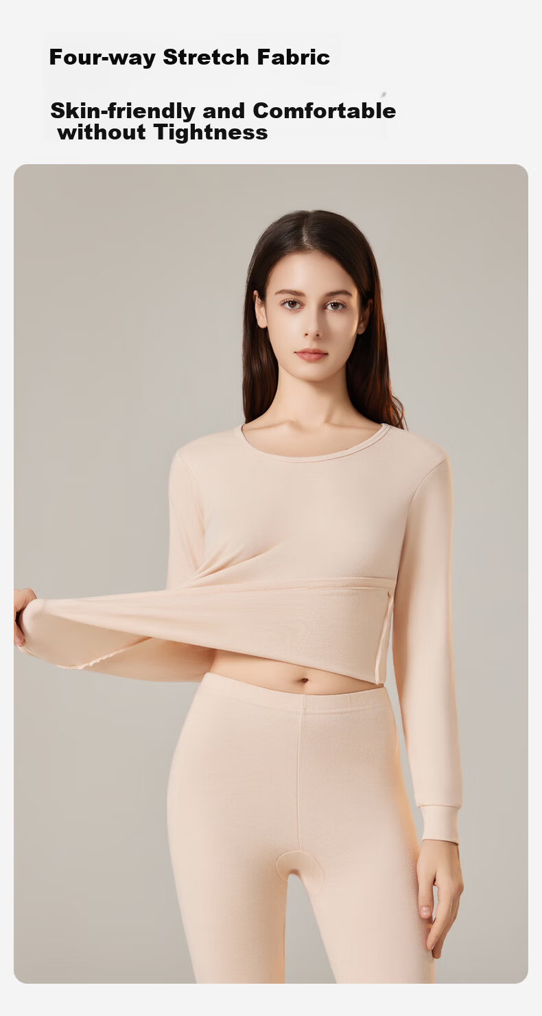 Urban Beauty 100% Cotton Thermal Underwear Set for Women Autumn Top and Bottom Thin Winter 10A Antibacterial Anti-Mite Anti-Static 10