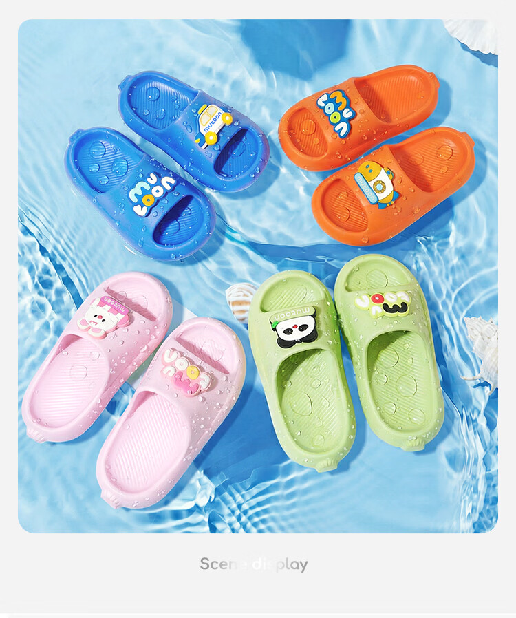 Mutong Kids Summer Slippers Boys Girls Cartoon Bathroom Indoor Soft Sole Lightweight Trendy Slippers Police Car Blue Size 26 220 16
