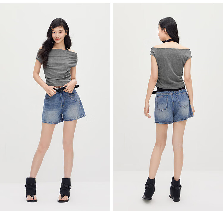 Semir Women's Summer Short Halter Neck Slim Fit Fake Two-Piece T-Shirt 2026 Stylish Sexy Top 109326100041 10