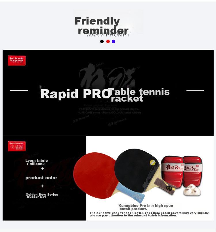 DHS Kuangbiao Long PRO Gift Box Set, National Champion Kuangbiao Rubber-Padded Finished Table Tennis Racket, HP01 Straight Handle Ping Pong Paddle 10