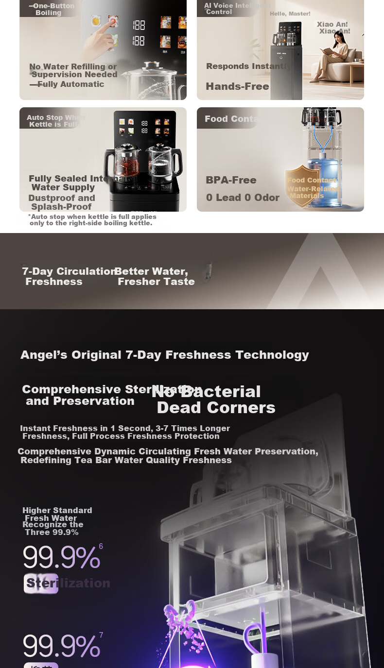 Angel Nezha 2026 New Tea Bar Machine High-End Living Room Household Water Dispenser Smart Anti-Overflow Bottom-Loading Bottled Water CB3785LK-Ja 6