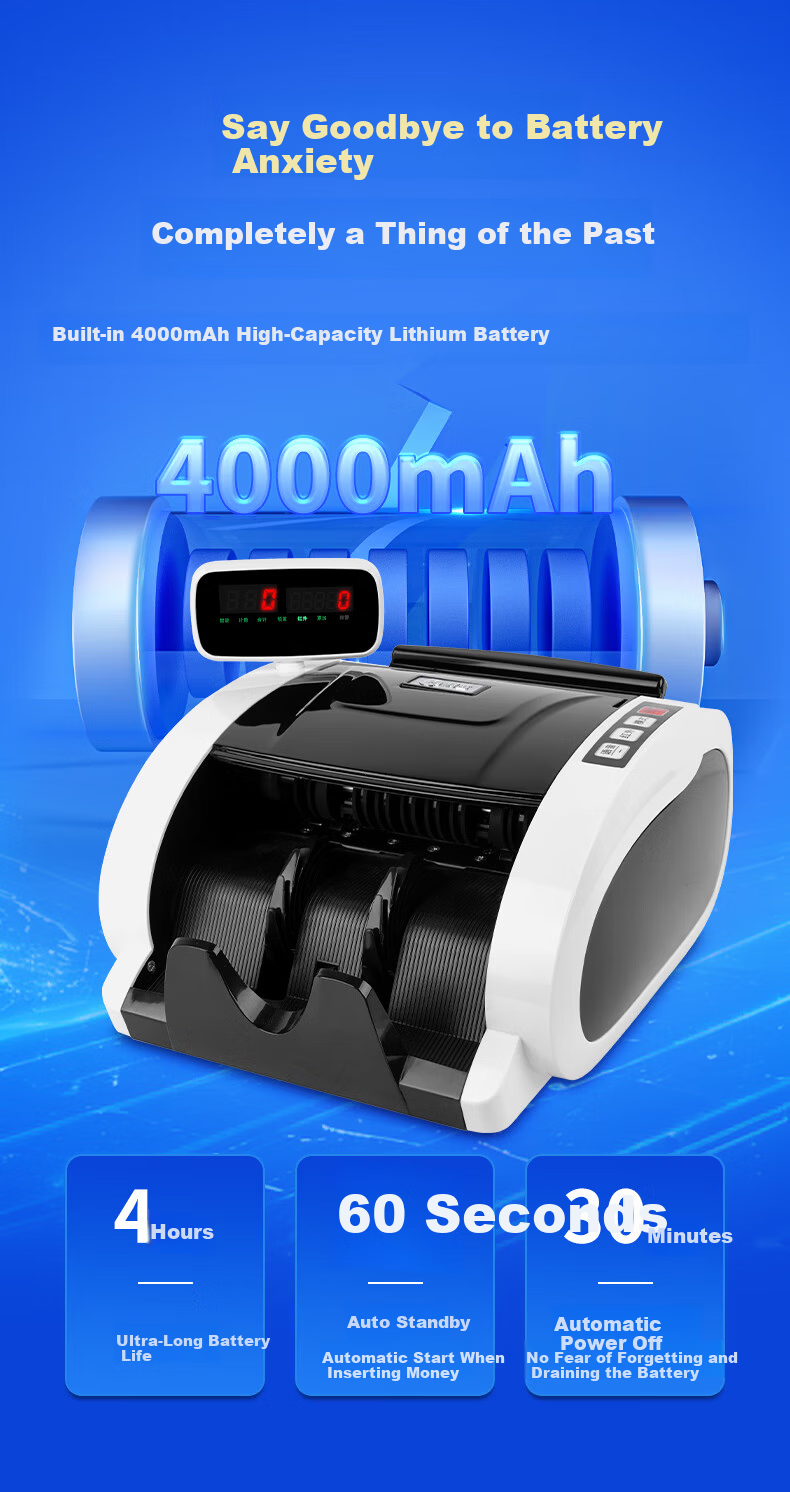 Comet C200 Portable Rechargeable Currency Counter Money Detector for New RMB Commercial Home Bank Use with Intelligent Voice C-Type 3