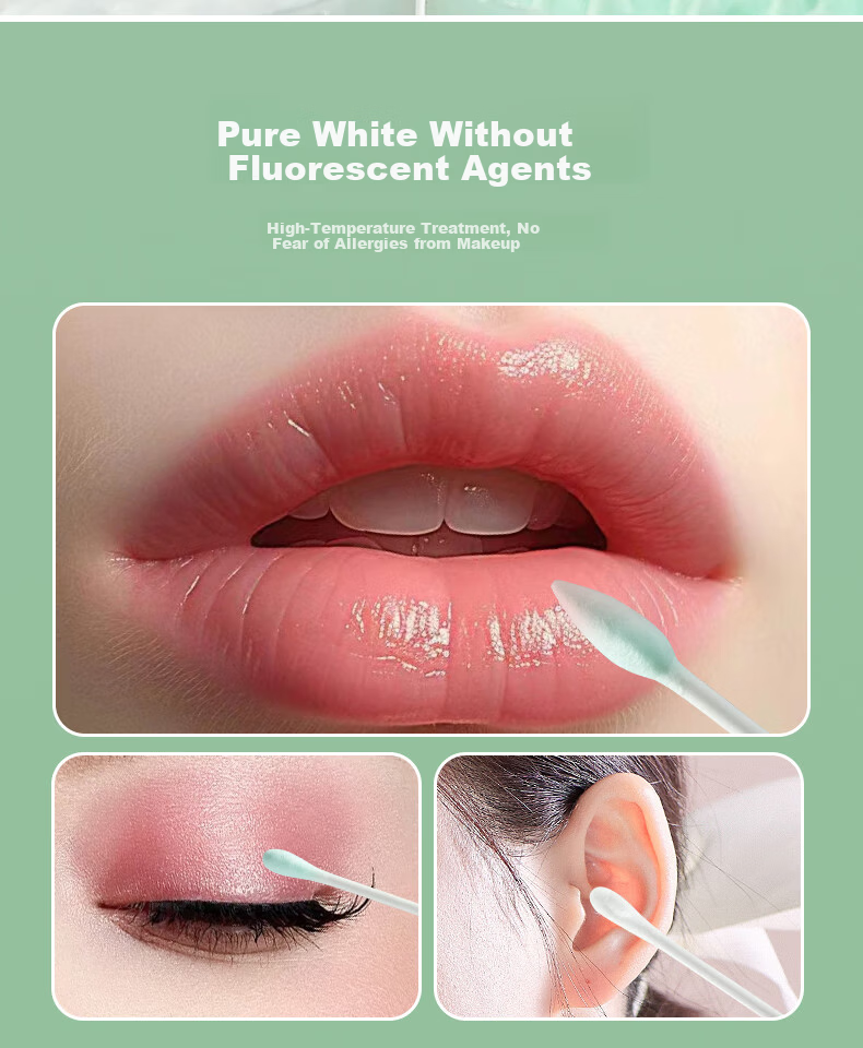 CHUSHE Disposable Double-Ended Cotton Swabs White and Blue Dual Color 300pcs 2 Boxes Paper Shaft Ear Cleaning Multi-Purpose Spiral Head Beauty 8