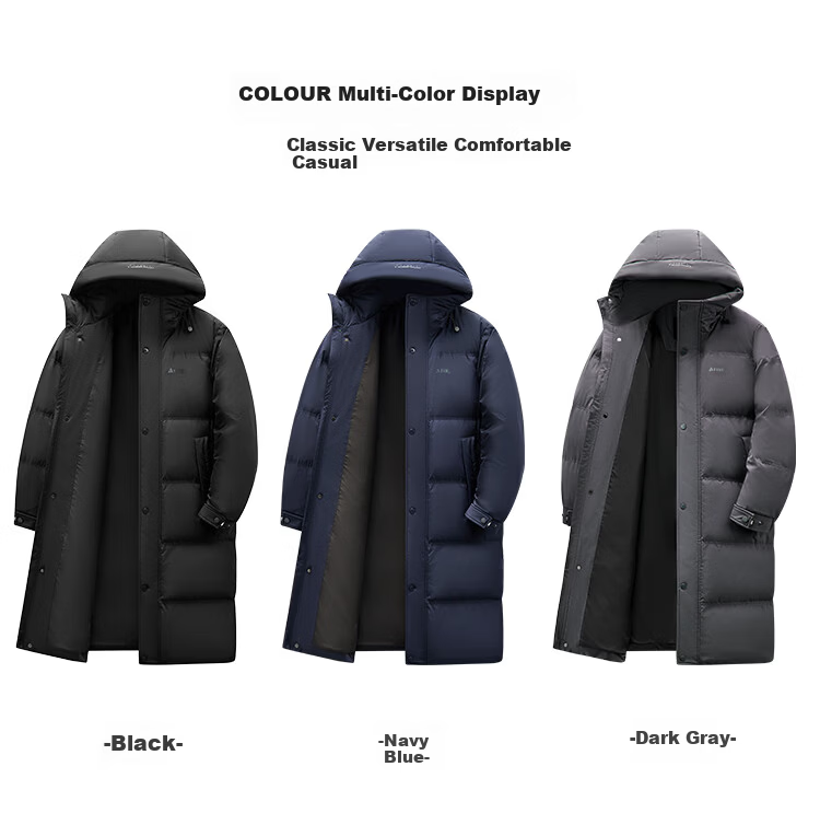 Shanshan Long Goose Down Winter Men's Down Jacket Double Warmth Three-Proof Hooded Windproof Temperature Lock Long Thickened 12