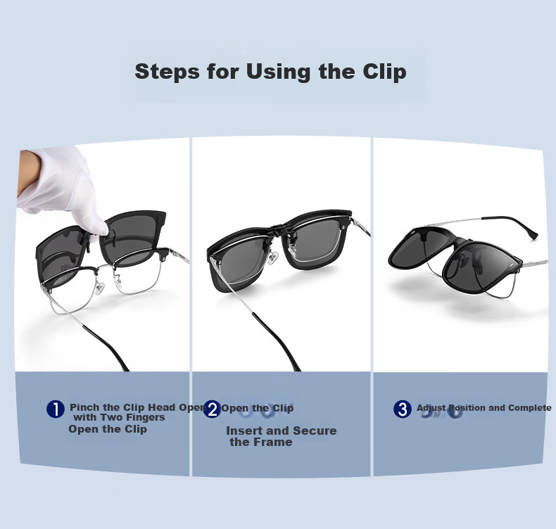 HLA Polarized Folding Clip-On Sunglasses for Driving Unisex Black Frame Gray Lenses 8