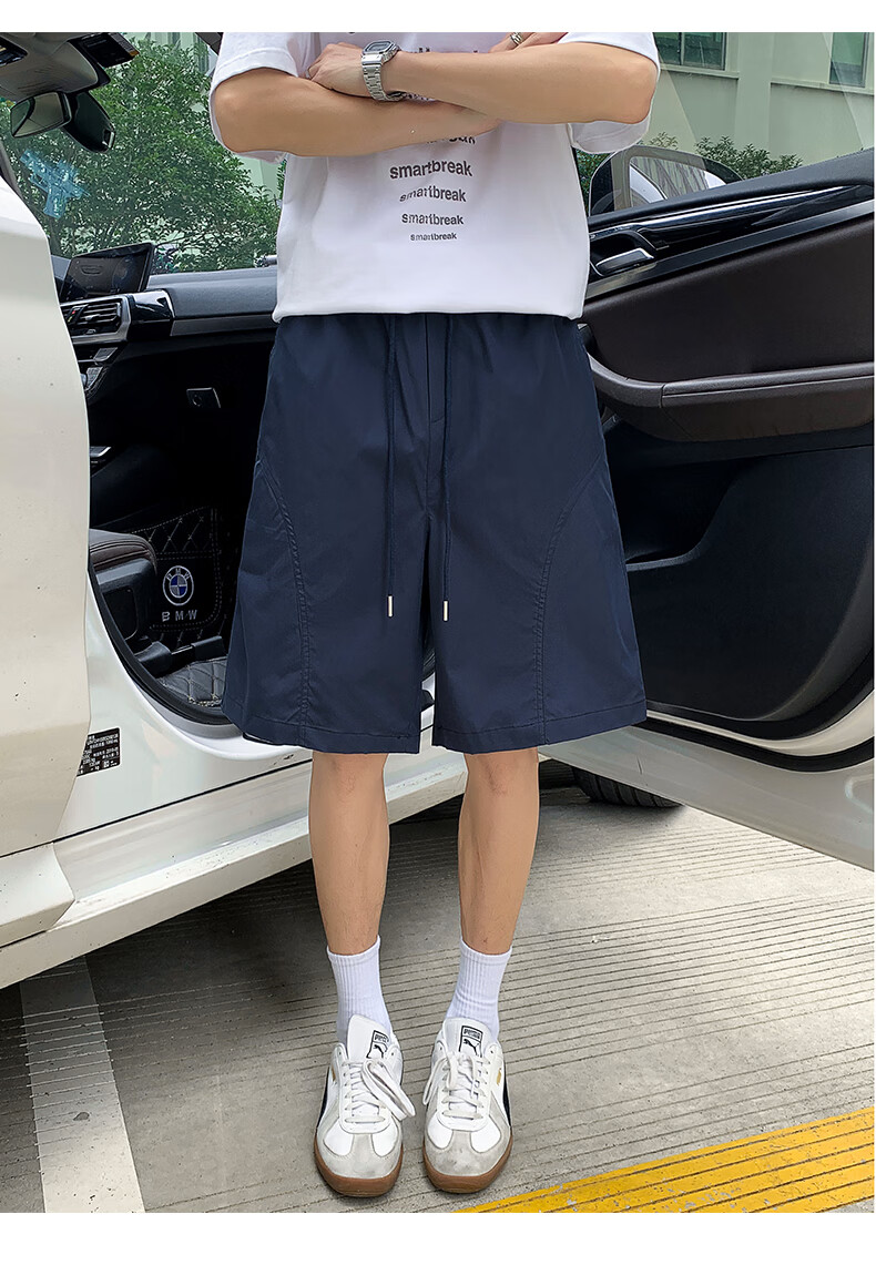 CLOR American Quick-Dry Angled Cut Shorts Men Summer Thin Casual Loose Trendy Brand Five-Point Pants DK02 Navy Blue 2XL 8