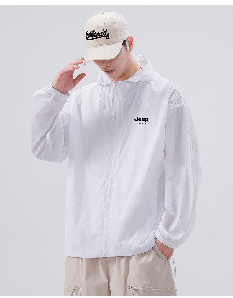 JEEP SPIRIT Men's Summer New Ice Silk Lightweight Sunscreen Jacket Large Size Men's Clothing Coat ZH7777 Cement Gray 4XL 33