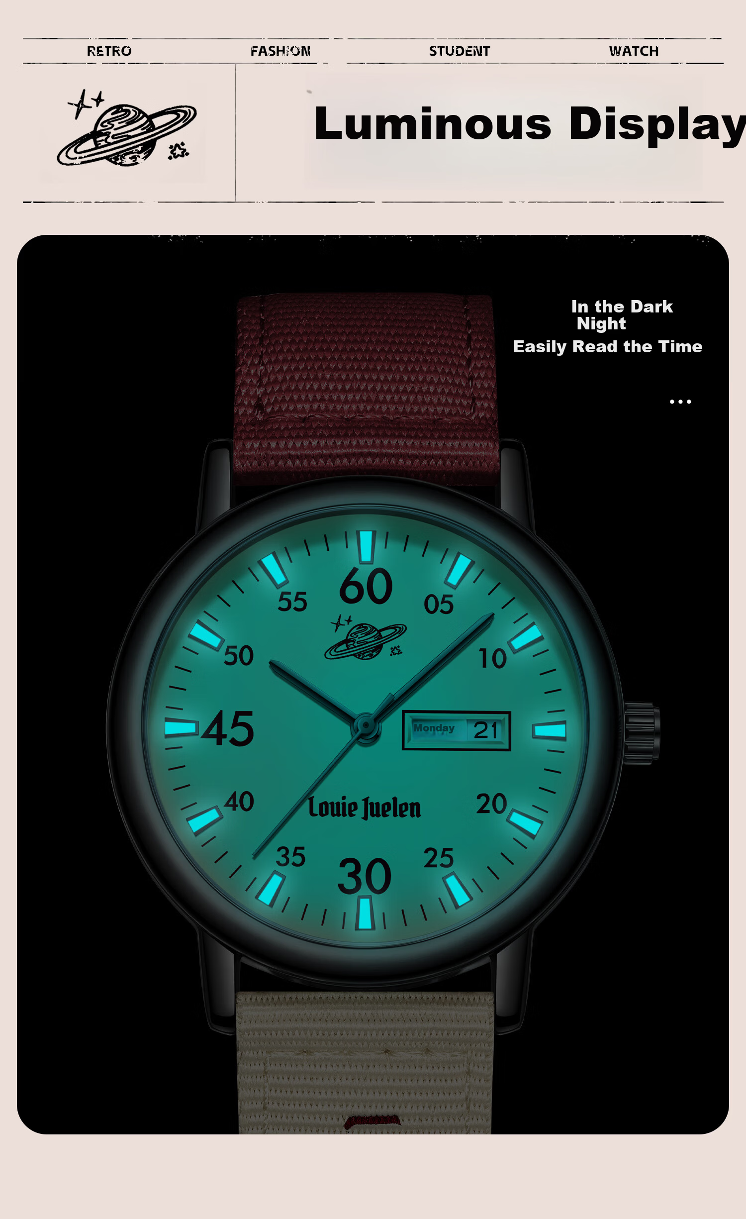 GEORGCOUNT 2025 New Silent Quartz Watch for High School and Middle School Female Students Waterproof Youth Stylish Exam Use 8