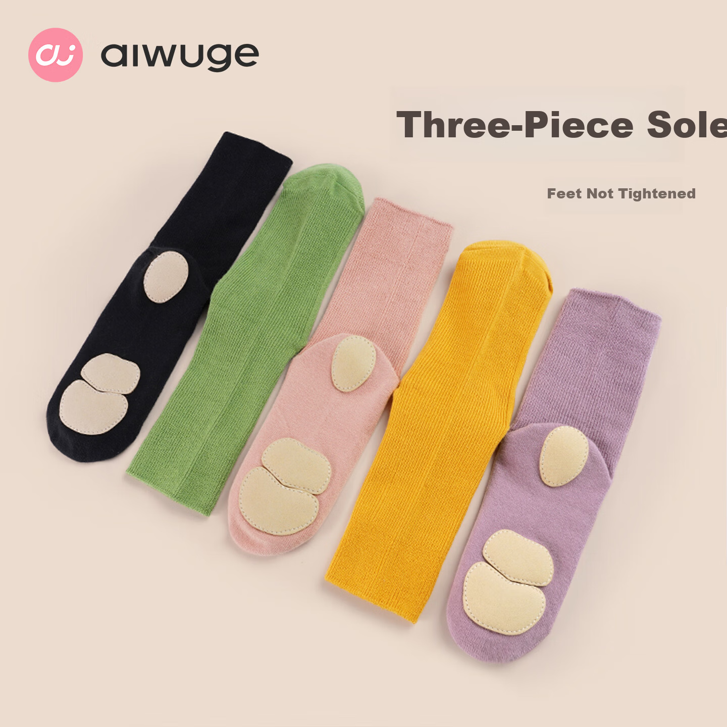 Aiwu Ge Modern Dance Socks Non-Slip Children's Socks with Sole Classical Dance Socks Women's Chinese Dance Practice Socks Purple - 1 Pair