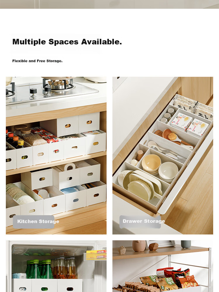 Jicang Right-Angle Storage Box Kitchen Desktop Organizer Basket Cabinet Organizer Drawer Divider Snack Storage Box XL Two-Pack 6