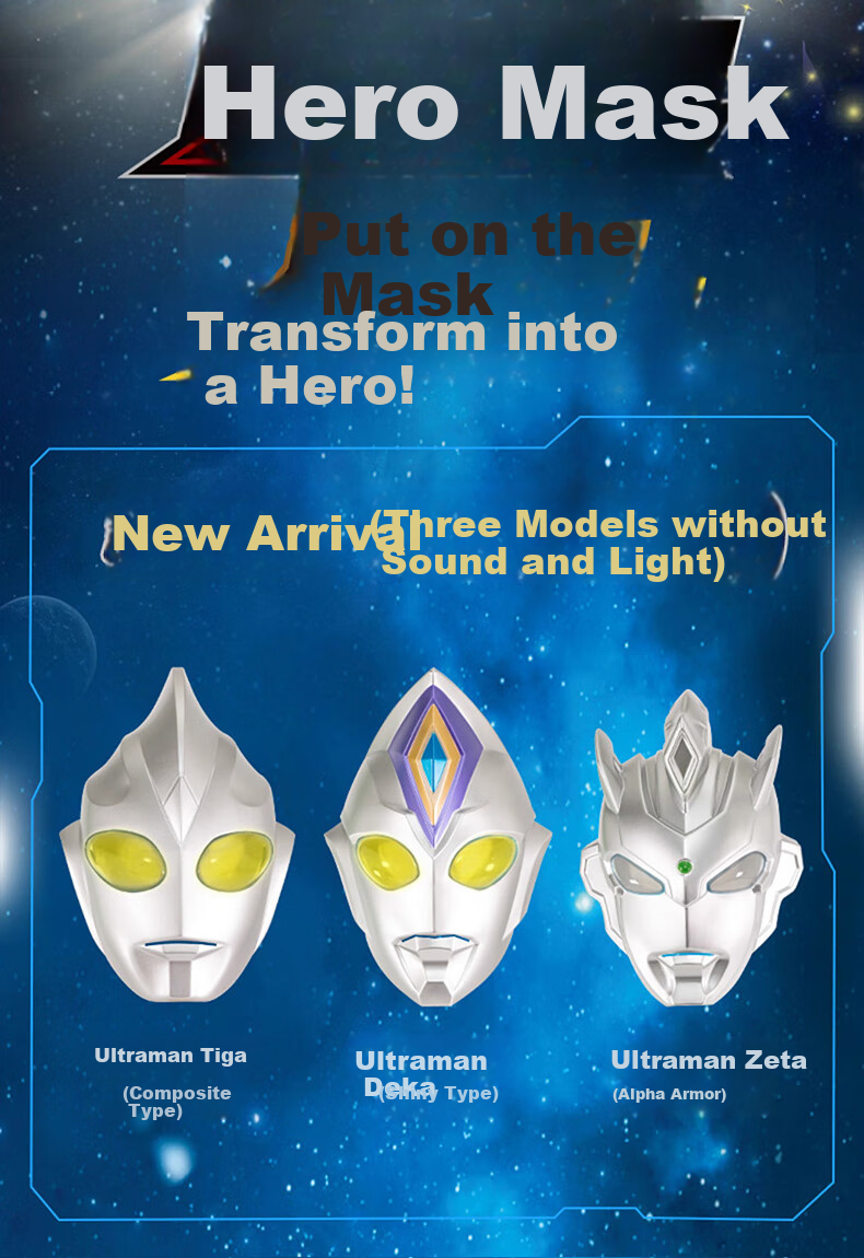 ULTRAMAN Official Zero Ultraman Mask with Light and 15 Sounds Kids Toy Boys Gift Box Birthday Present 1