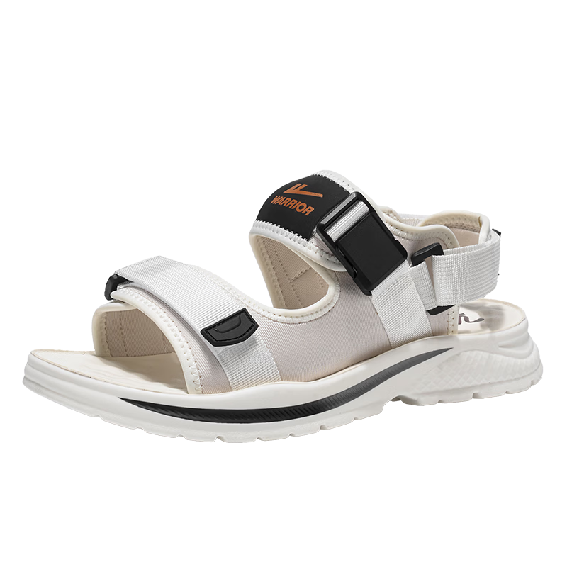 Warrior Men's Sandals 2026 Summer New Breathable Casual Beach Shoes with Velcro Outdoor Slippers Beige Black Size 44