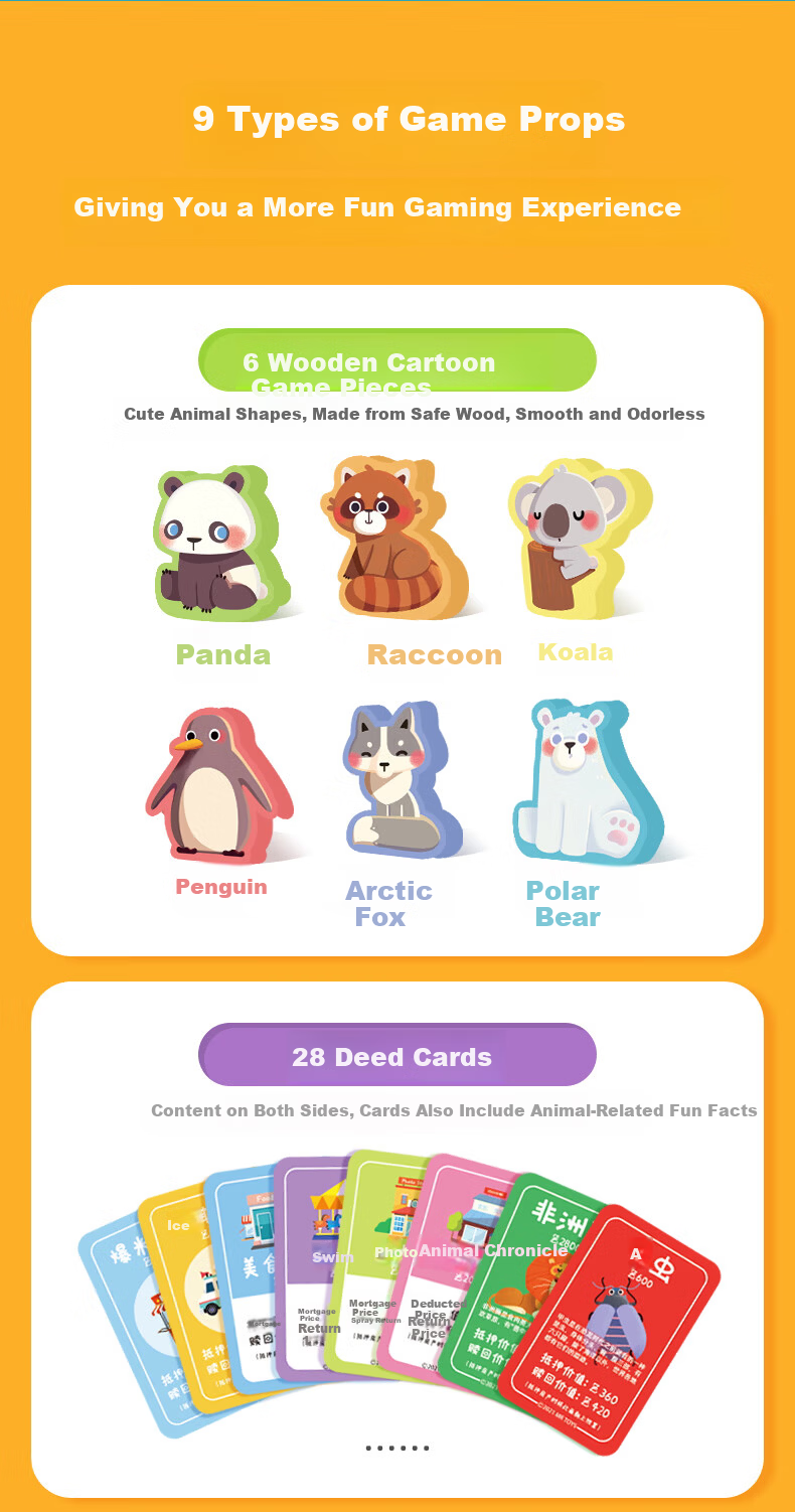 Mr. Toy Children's Board Game Boys Girls Birthday Gift Extra Large Deluxe Parent-Child Interactive Educational Toy [Zoo Adventure] 3