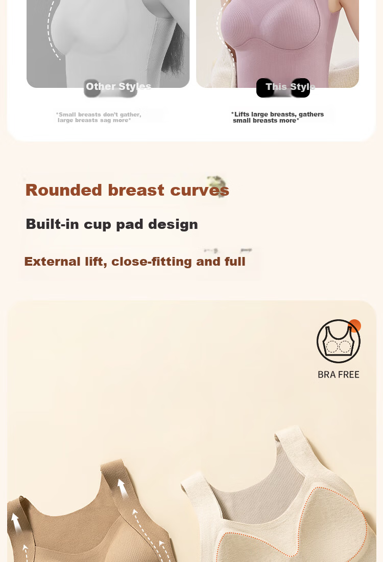 Urban Beauty Women's Thermal Vest with Chest Pad Thin Inner Wear Base Layer Wool Silk Thermal Underwear Autumn Shirt 10