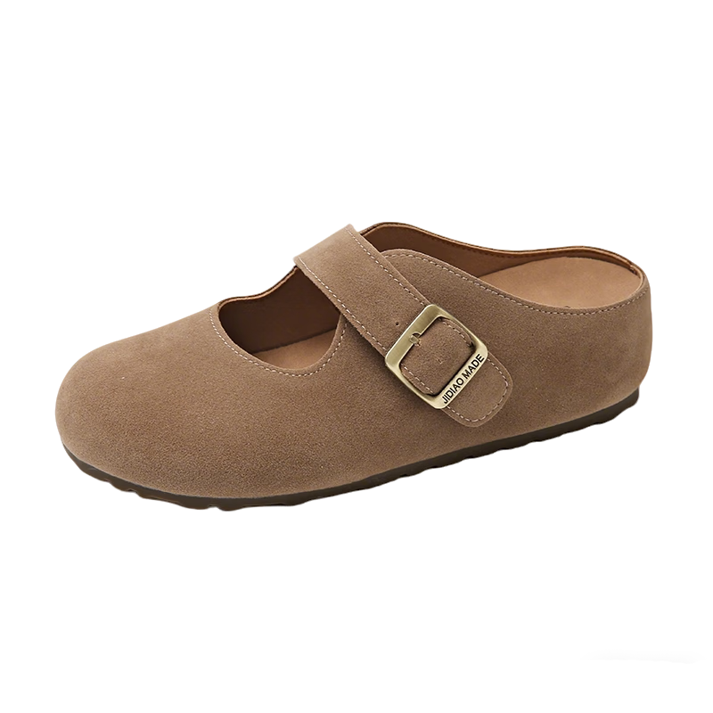 Cartelo Crocodile Women's Summer New Retro Closed-Toe Sandals Versatile Slip-On Birkenstock Shoes 1812 Khaki Size 36