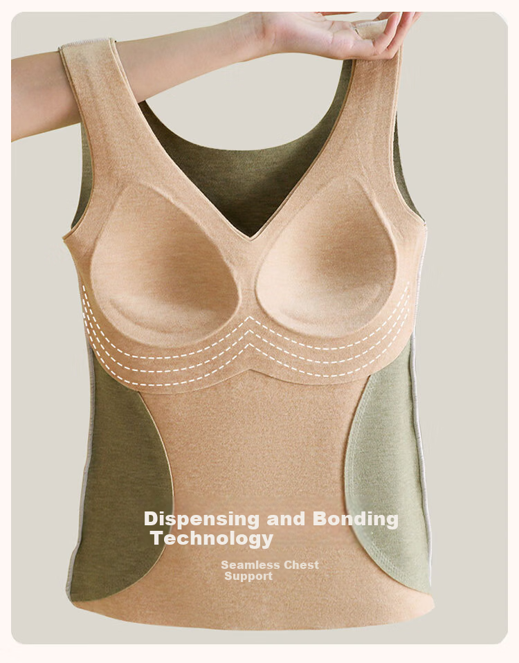 MiiOW Wool And Silk Thermal Vest for Women with Built-In Bra Pads, No Need to Wear Separate Bra, Shapewear Vest, Black, Size L 10