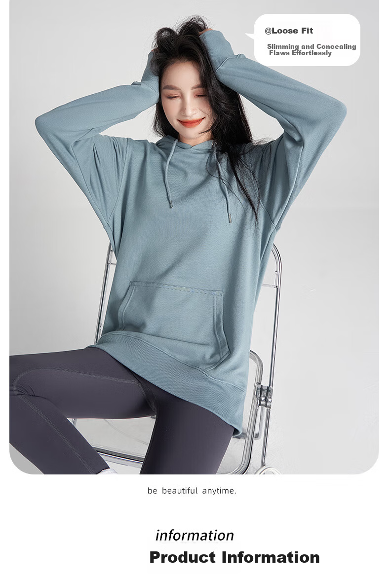 Langsha Women's Hooded Sweatshirt Spring Autumn Thick Casual Versatile Sports Loose Fit Long Sleeve Couple Jacket 5