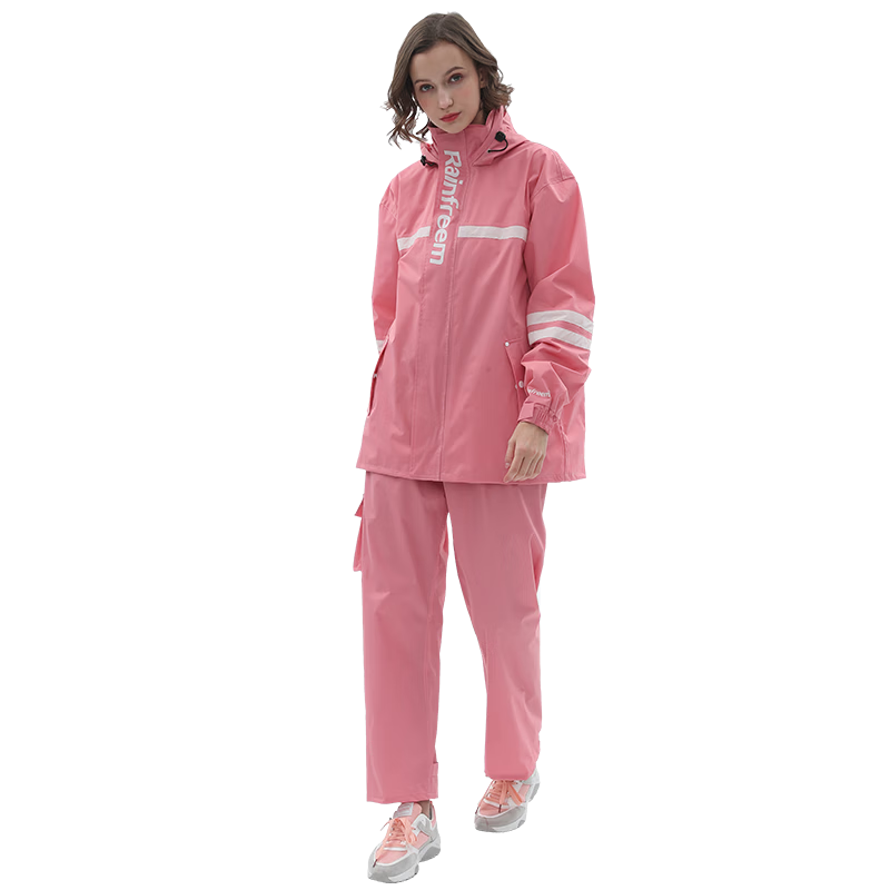 Qinfeimanyuyi Electric Bicycle Raincoat, Full-Body Storm Protection Suit for Men And Women, Cherry Blossom Pink, Size 4XL