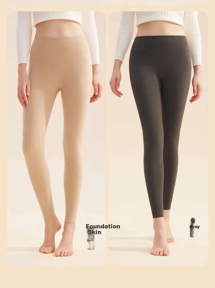 Mianshuran Women's Thermal Pants Winter Wool Silk High Waist Leggings 10A Antibacterial Double-Sided Brushed Autumn Trousers Two-Pack 18