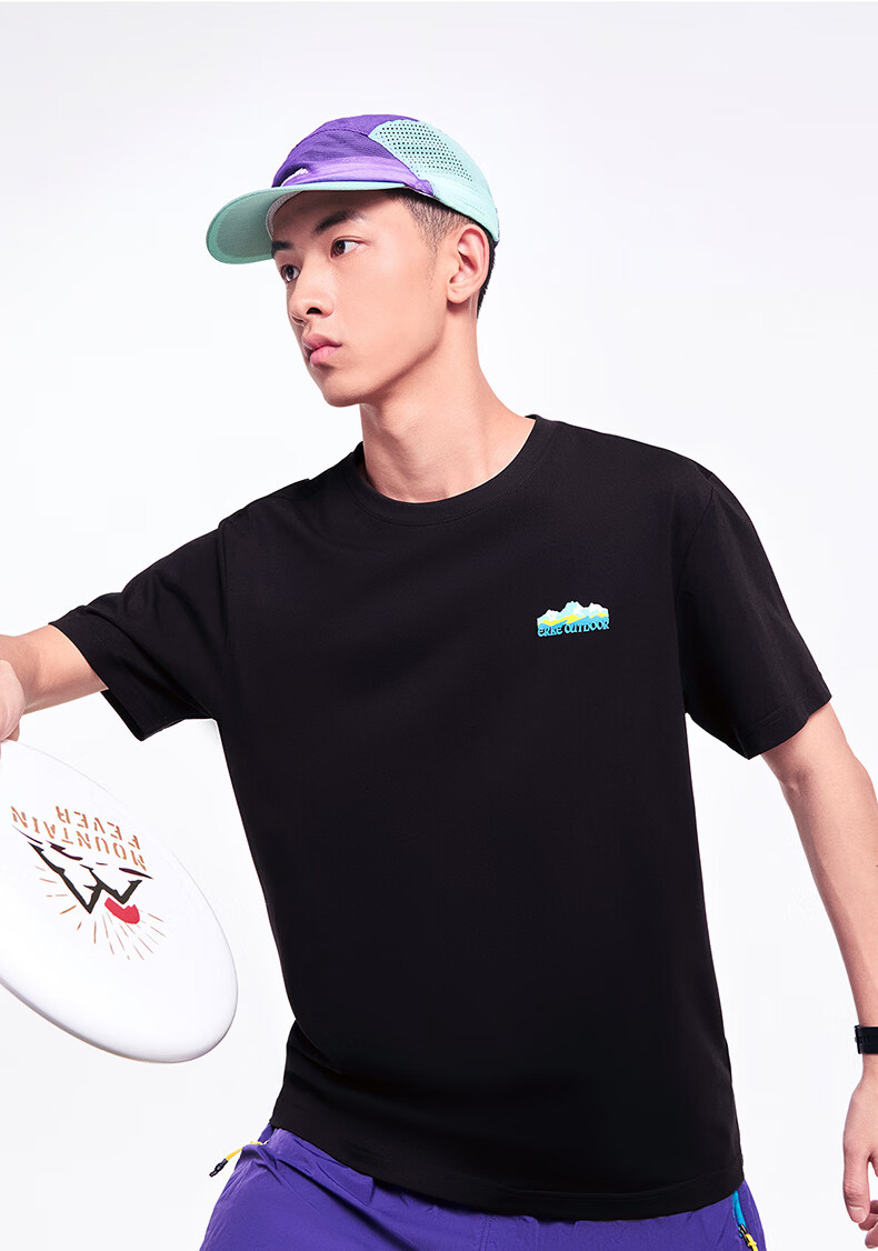 Erke Men's Crew Neck Short Sleeve Knit Shirt Summer Outdoor Antibacterial Sports T-Shirt Casual Loose Base Layer Top 9