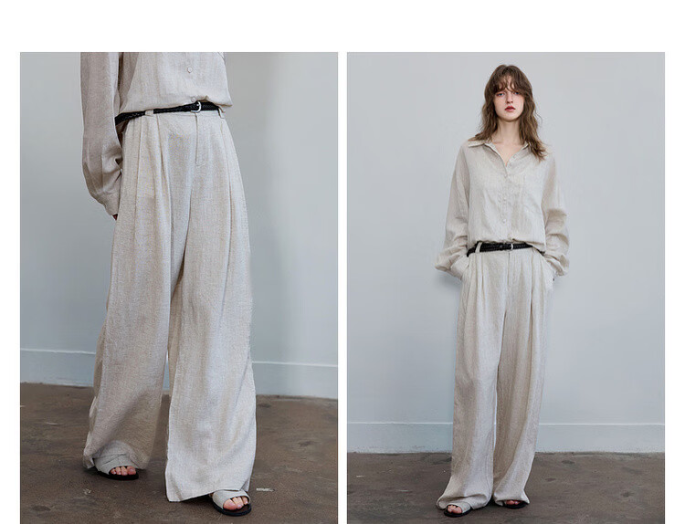 Demana Oxygen 100 Linen Spring Minimalist 3D Pleated Loose Wide-Leg Slimming Casual Pants for Women Premium Feel 9