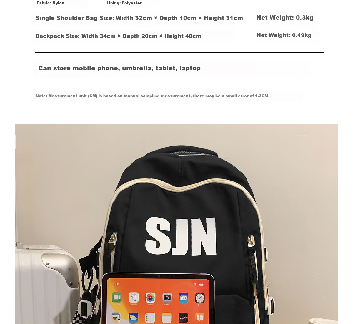 JINSHIWQ Korean Style Trendy Large Capacity Backpack for High School and College Students, New Double Shoulder Bag for Men and Women, High-Value Travel Backpack 12