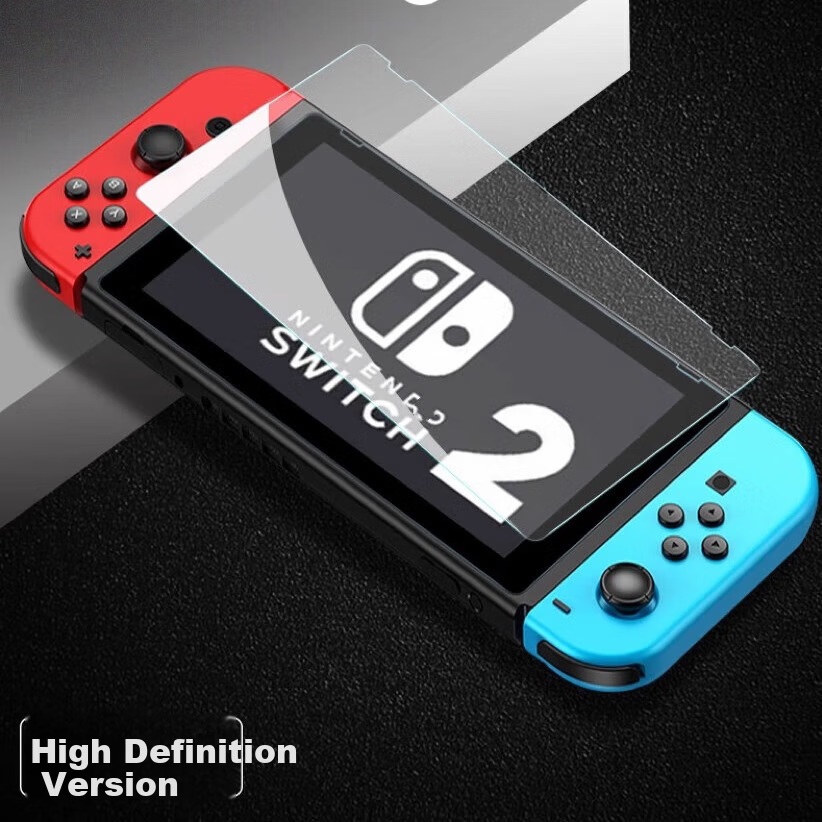 Biyoumei Nintendo Switch 2 Tempered Glass Screen Protector NS2 Anti-Glare Full Screen Explosion-Proof Anti-Fingerprint with Dock Compatible, HD + Green Light, 2-Pack