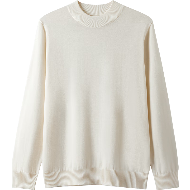 Gxgjeans Men's Multicolor Wool Blend Half Turtleneck Knit Sweater Base Layer Winter 2025 New Off-White 2XL (185)