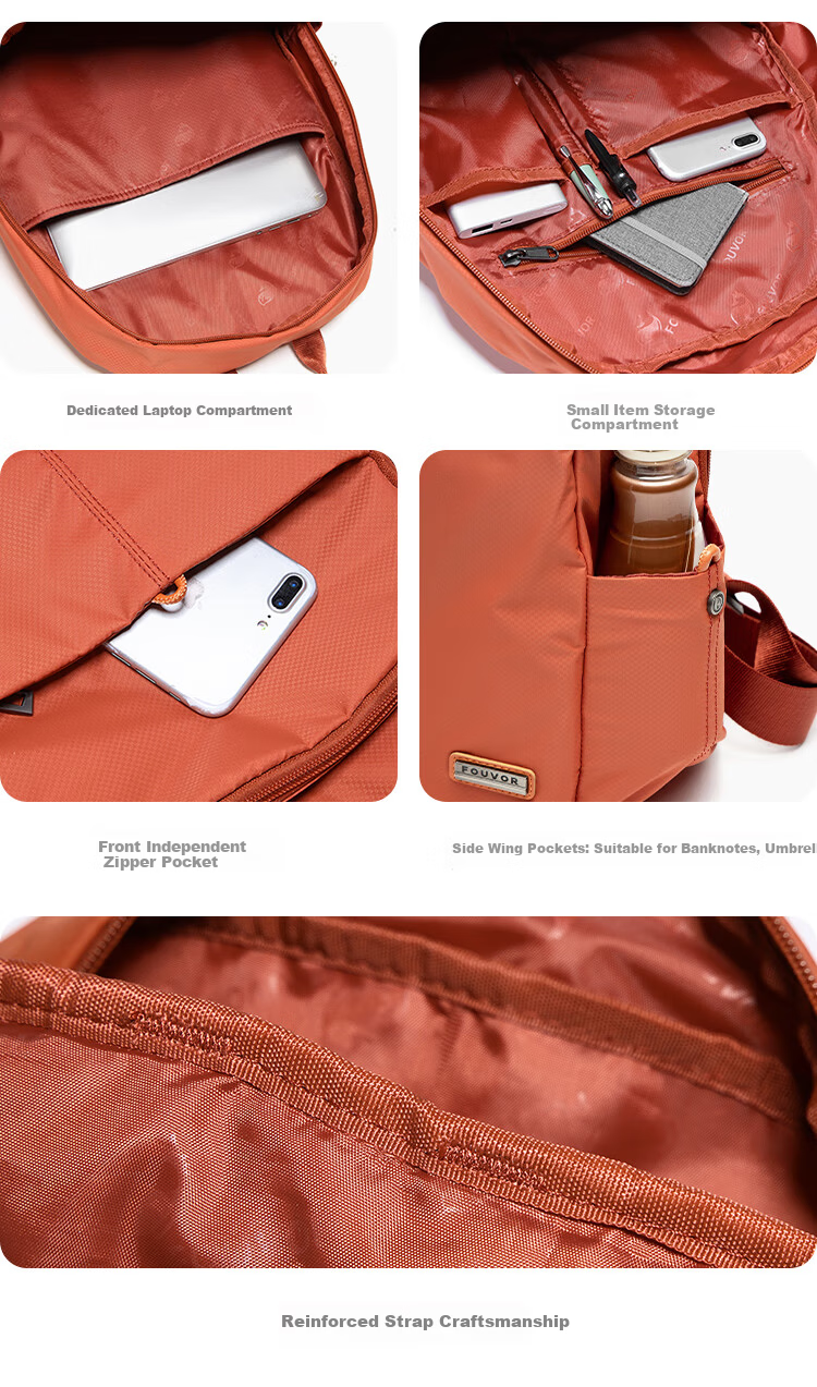 FOUVOR Firefox Casual Women's Large Capacity Oxford Cloth Backpack Short Trip Travel Bag Student Schoolbag Red 10