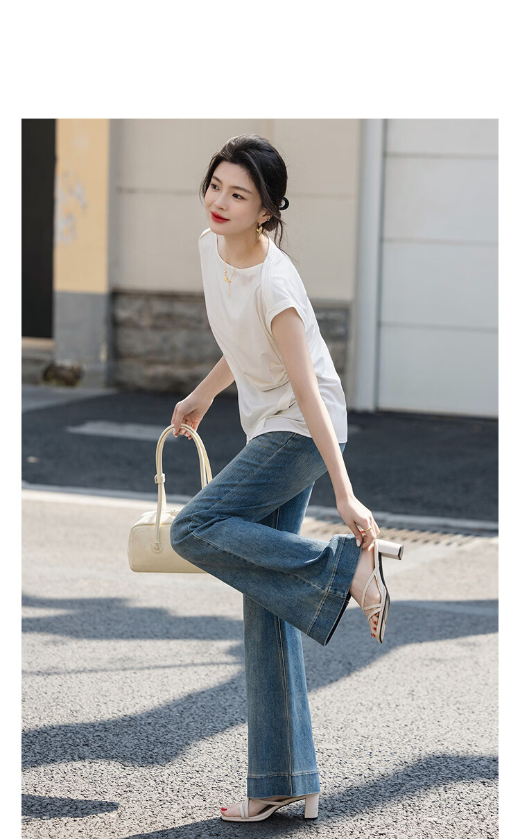 Demana [Breathable Tencel] Summer Simple Off-Shoulder Raglan Pleated Decor Loose Slim T-Shirt for Women Premium 11