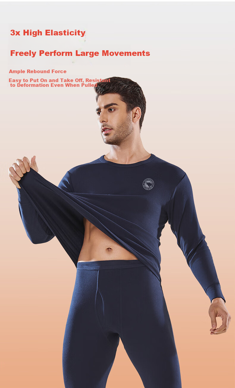 SEPTWOLVES Men's 100% Cotton Antibacterial Thermal Underwear Set, Cotton Long Johns and Shirt 15